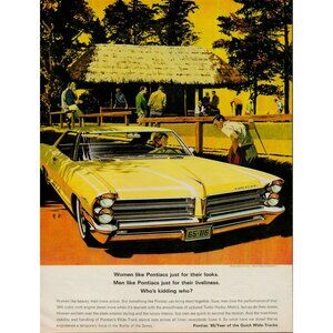 1965 Pontiac Automobile Car Vintage Print Ad (L19)